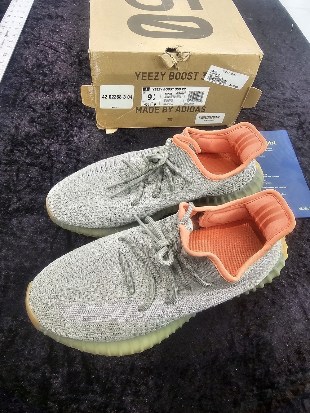 adidas Yeezy Boost 350 V2 - Light Gray with Orange Collar